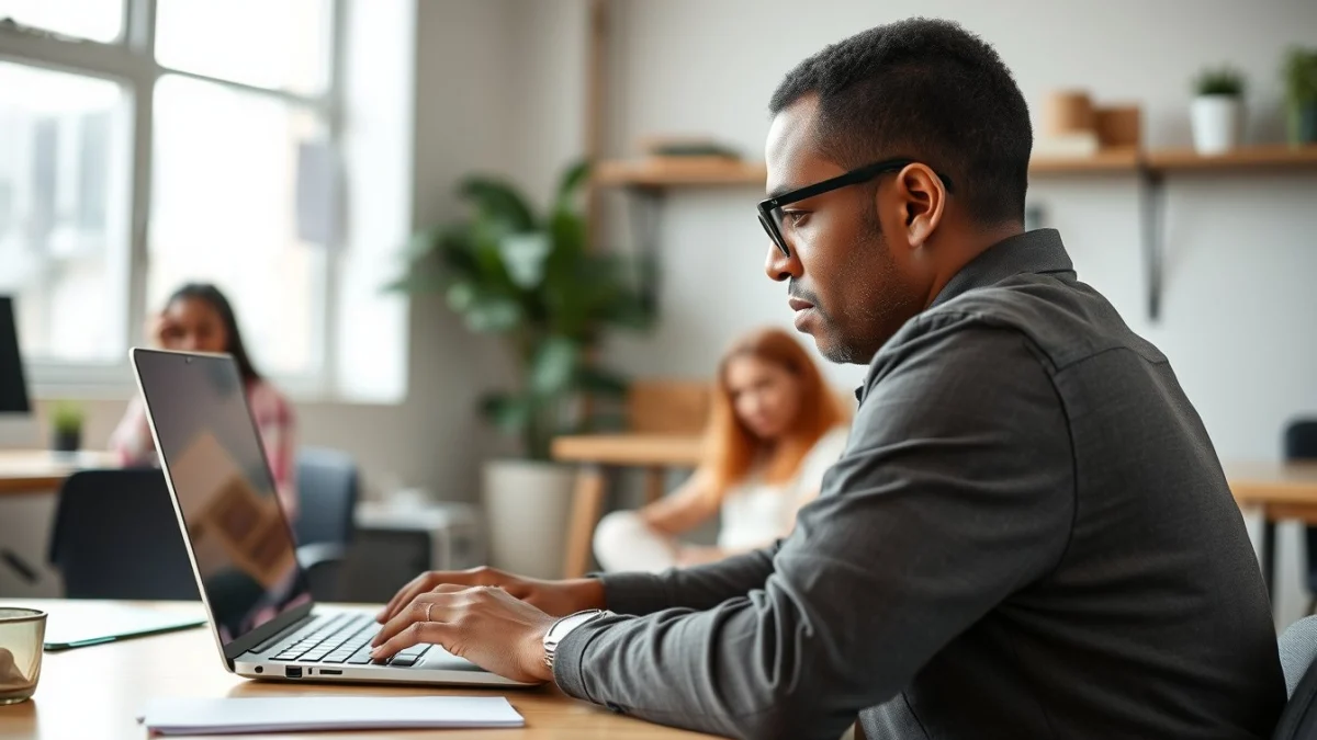Person learning dealing with difficult customers professionally in a modern educational setting