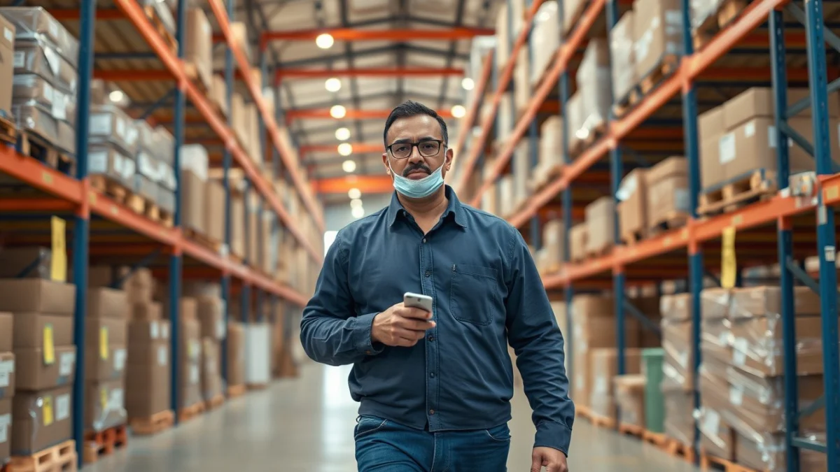 Person learning designing efficient warehouse layouts in a modern educational setting