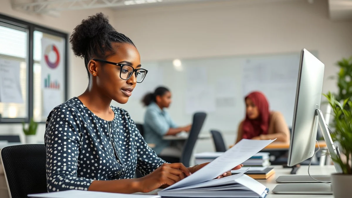 Professional learning office and administrative skills in a modern workspace