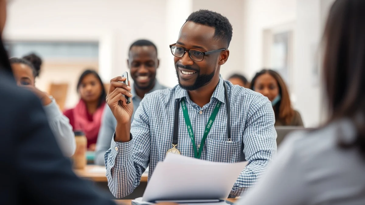 Person learning duties taxes and fees in south african customs in a modern educational setting