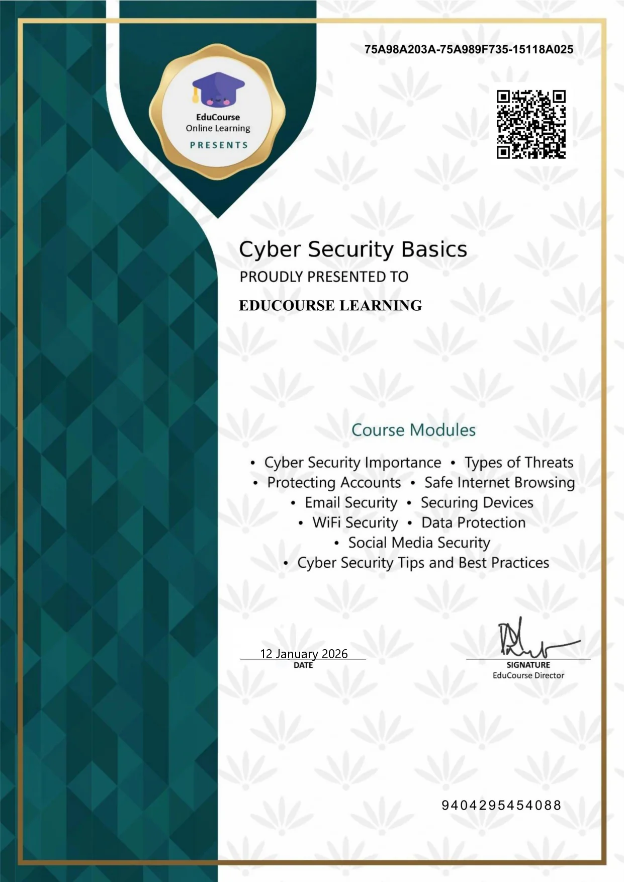 Official EduCourse Certificate