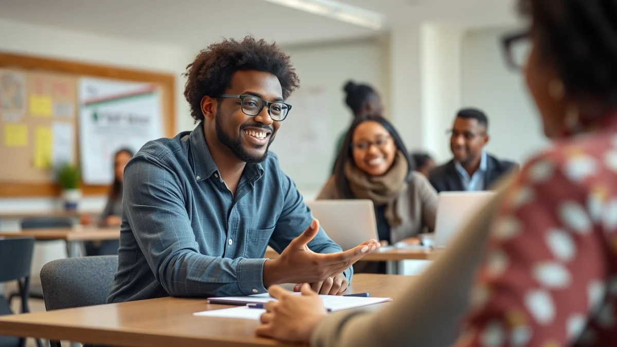 Person learning effective sales techniques for beginners in a modern educational setting