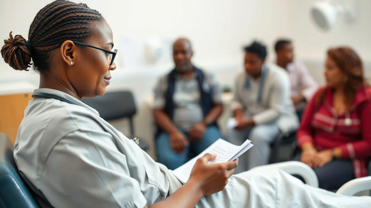 Learner studying caregiving skills in a professional training environment