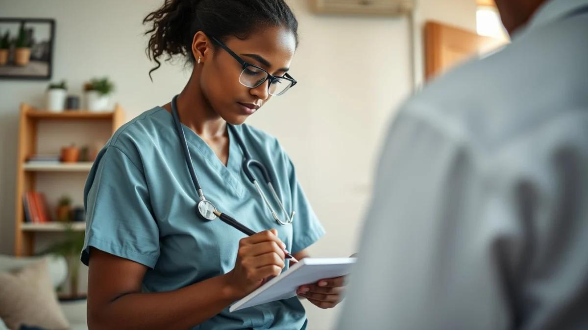Learner studying caregiving skills in a professional training environment