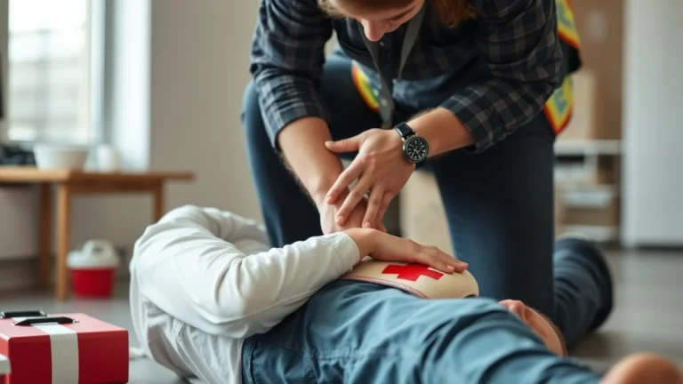 Person learning first aid skills in a practical training setting