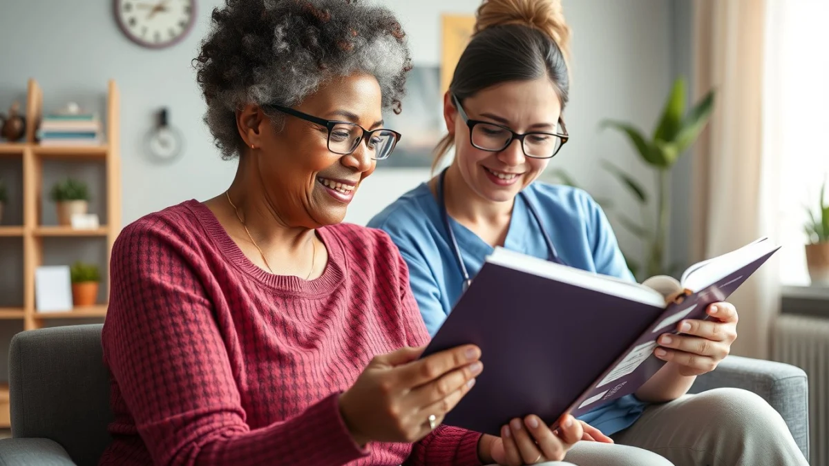 Learner studying caregiving skills in a professional training environment