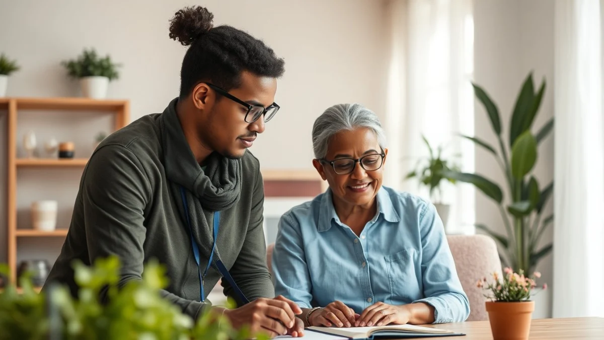 Learner studying caregiving skills in a professional training environment