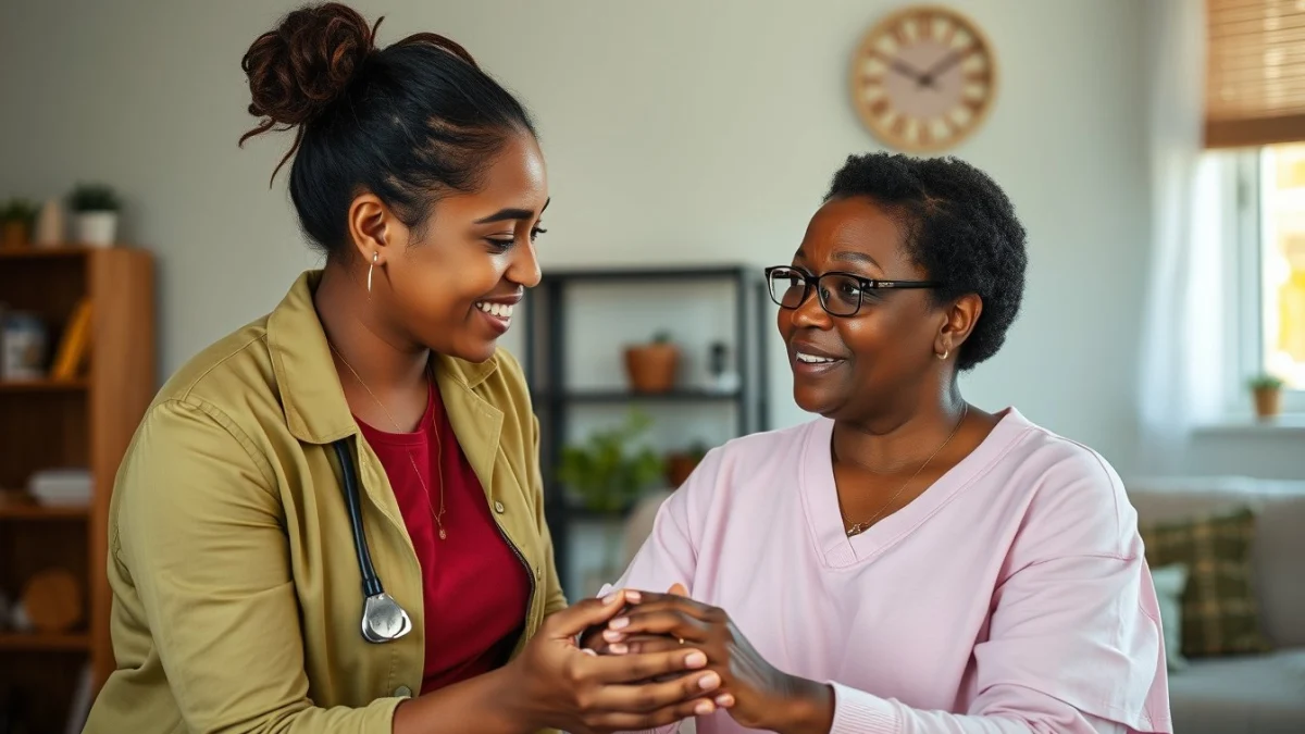 Learner studying caregiving skills in a professional training environment