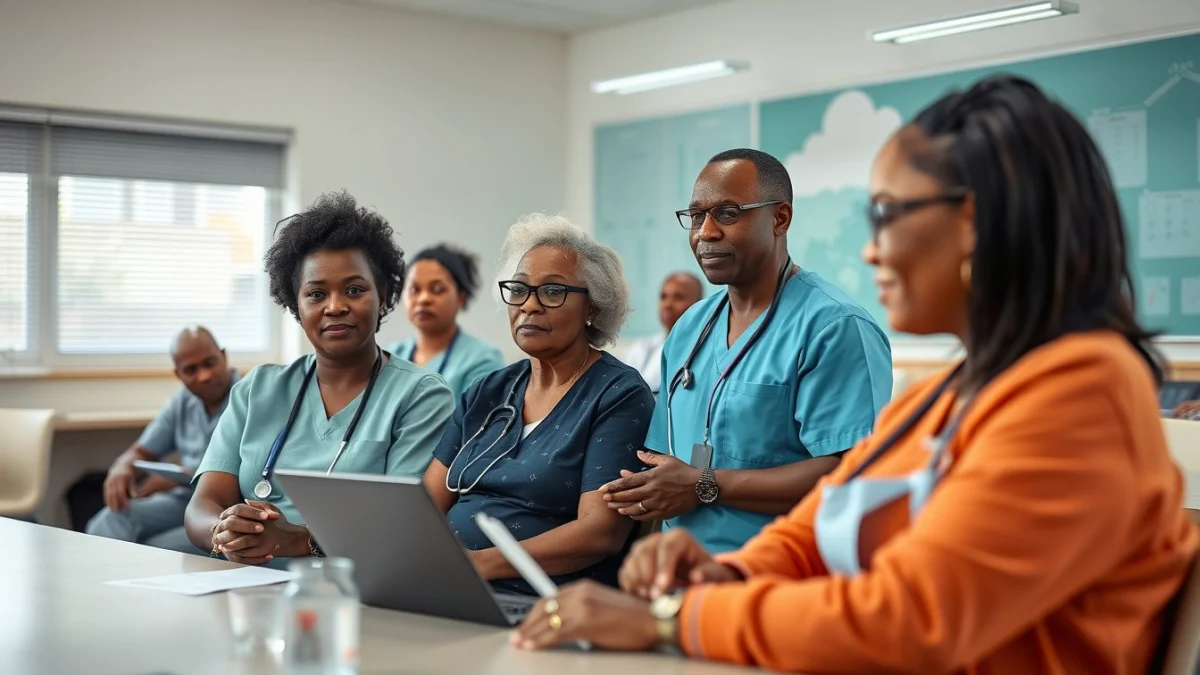 Learner studying caregiving skills in a professional training environment
