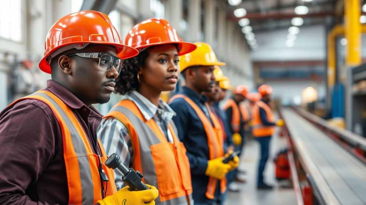 Person learning ensuring safety when performing inspections in a modern educational setting