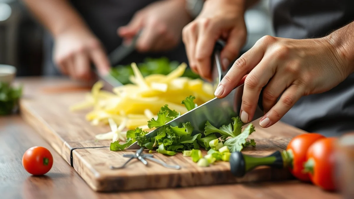 Person learning essential skills and qualities for catering assistants in a modern educational setting