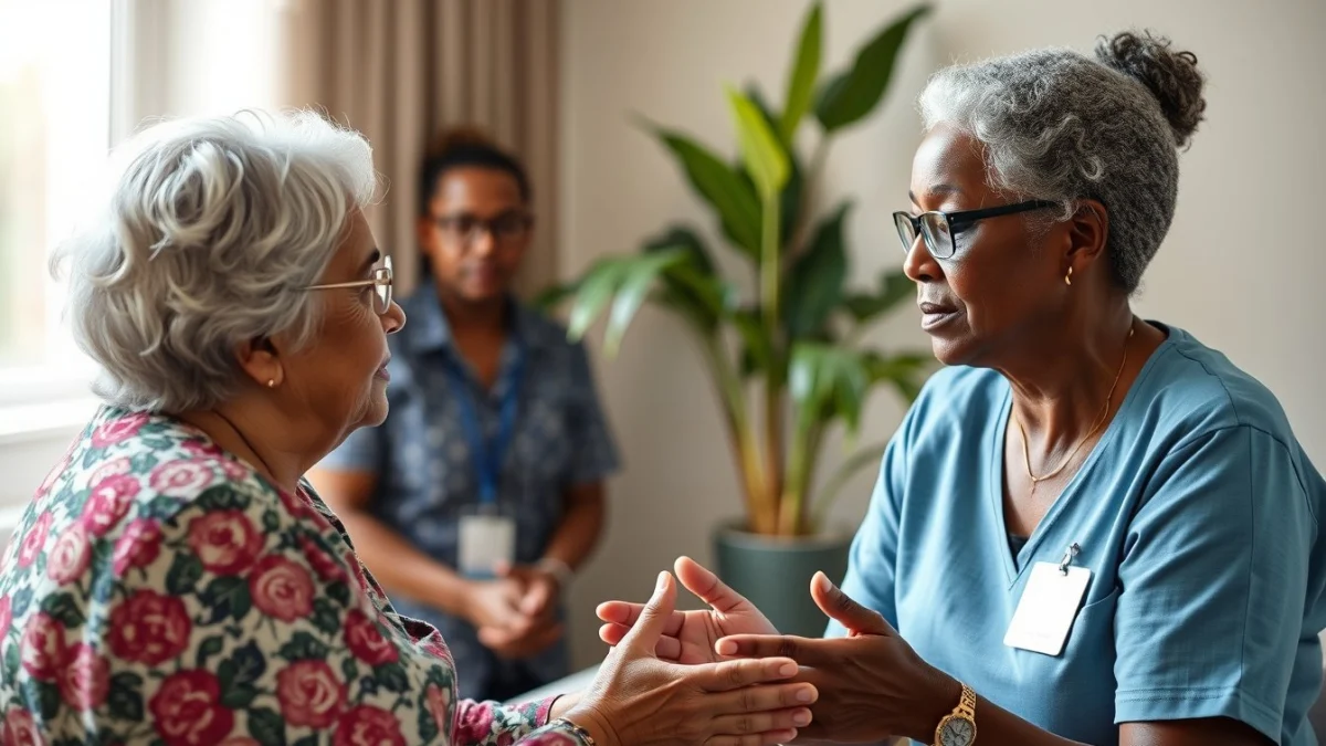 Learner studying caregiving skills in a professional training environment