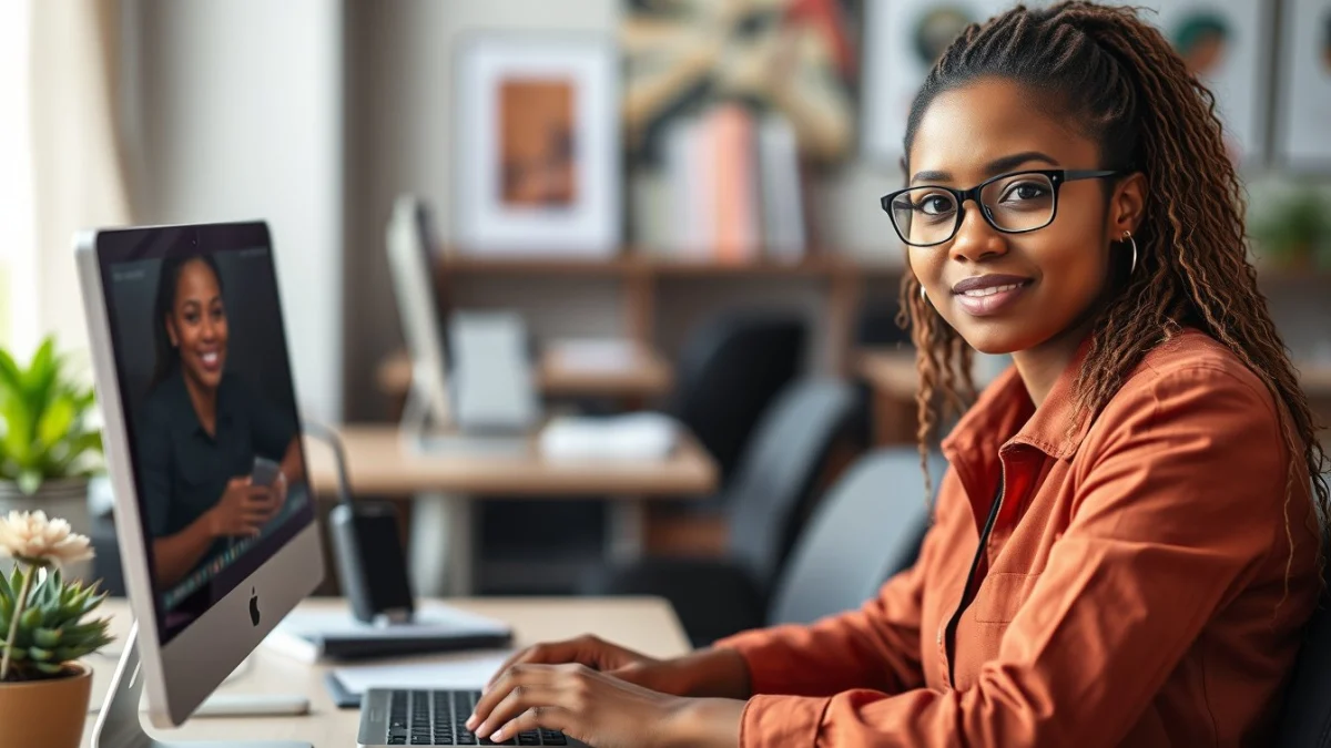 Person learning establishing a consistent brand voice in a modern educational setting