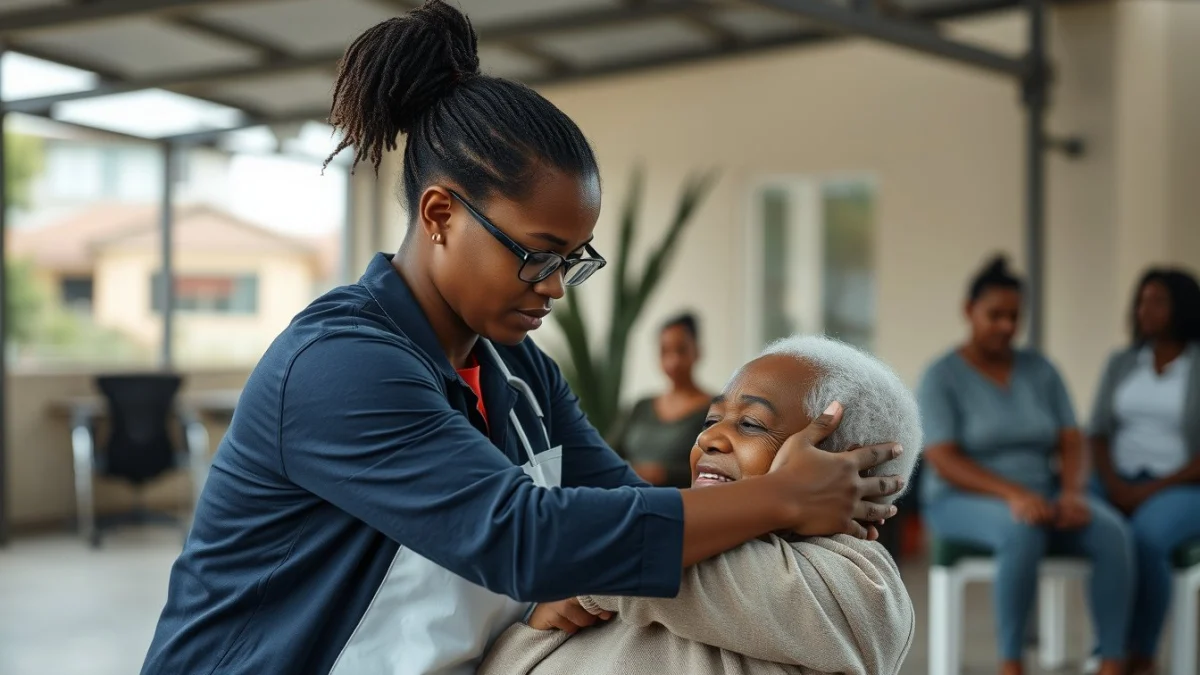 Learner studying caregiving skills in a professional training environment