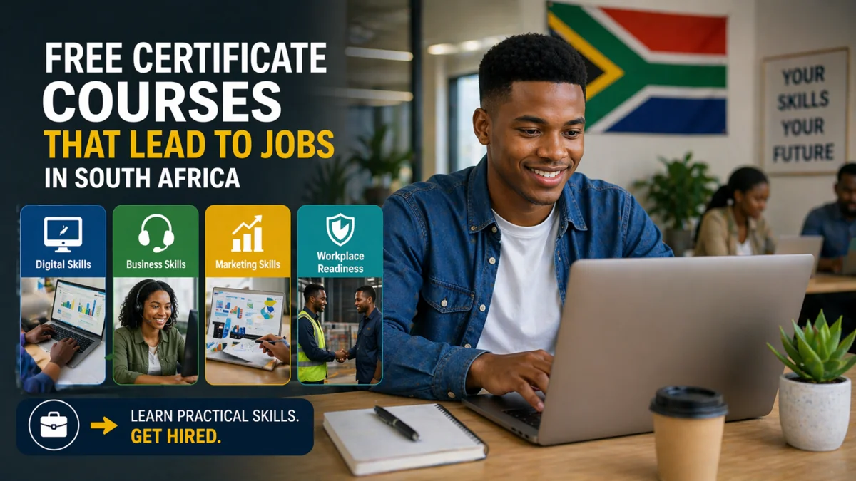Free certificate courses that lead to jobs in South Africa shown as practical workplace learning options