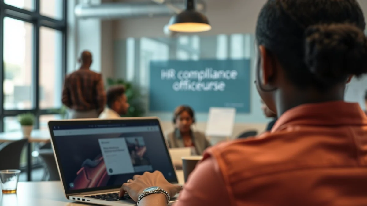 Person learning artificial intelligence skills on a laptop in a modern workspace