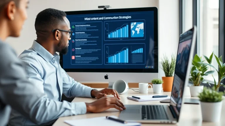 Person learning business skills in a clean modern workspace