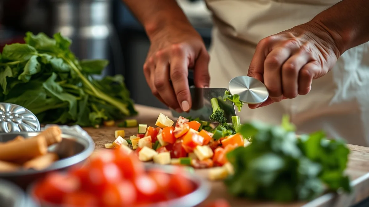 Person learning handling food waste responsibly in a modern educational setting
