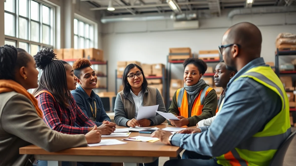 Person learning health and safety basics in stock areas in a modern educational setting