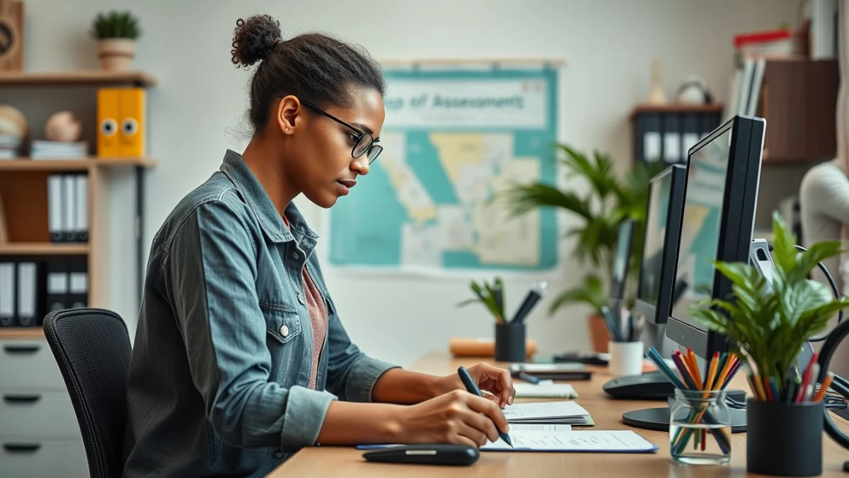 Person learning artificial intelligence skills on a laptop in a modern workspace