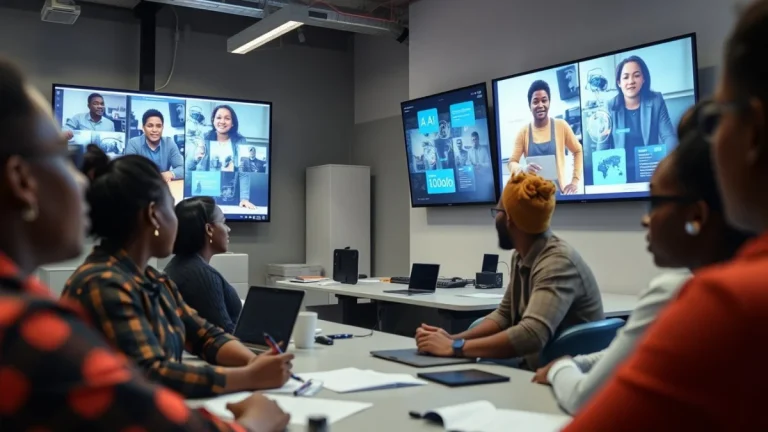 Person learning artificial intelligence skills on a laptop in a modern workspace