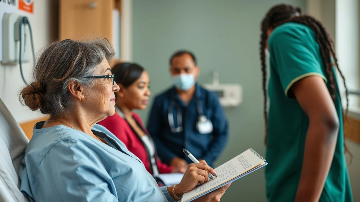 Learner studying caregiving skills in a professional training environment