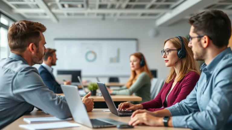 Person learning business skills in a clean modern workspace