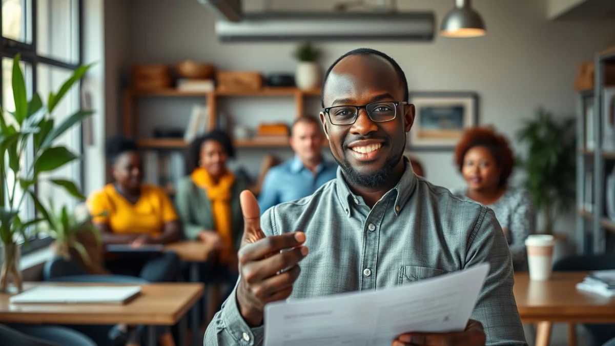 Person learning business skills in a clean modern workspace