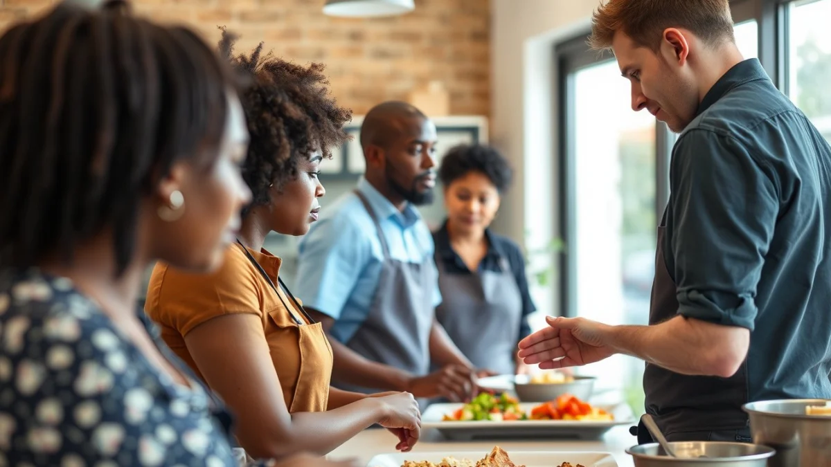 Person learning become a catering assistant in south africa in a modern educational setting