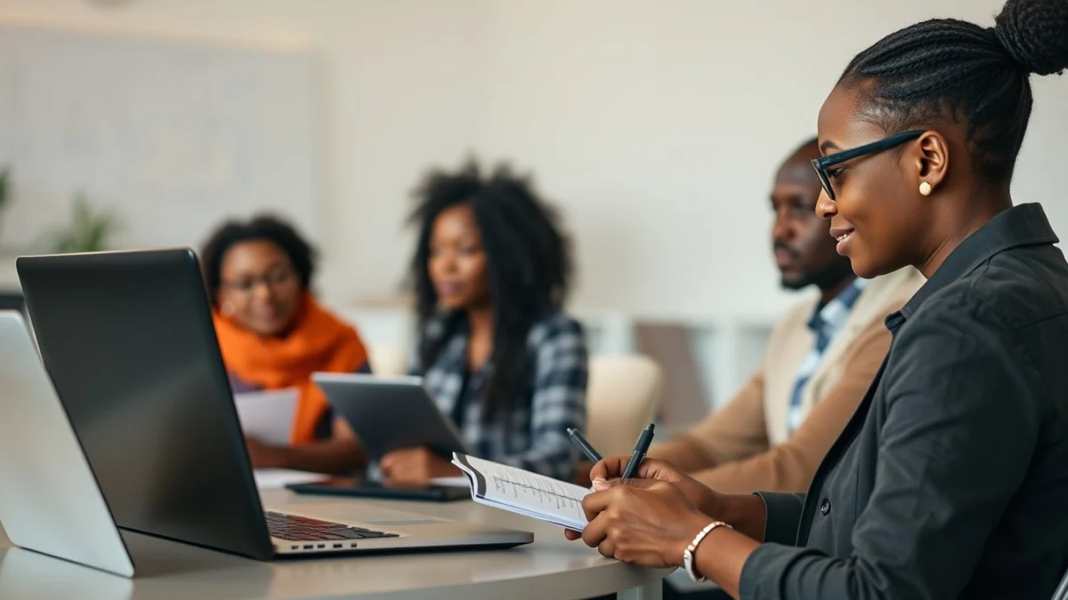 Person learning become a client services administrator in south africa in a modern educational setting