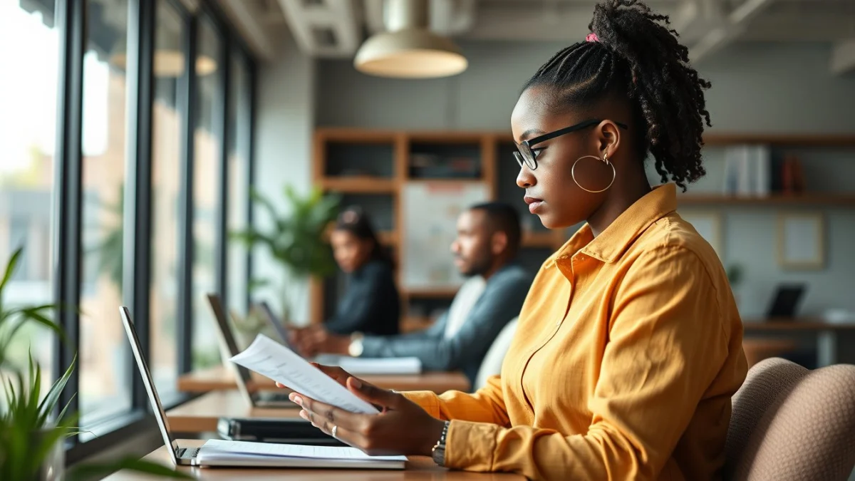 Person learning become a content marketing specialist in a modern educational setting