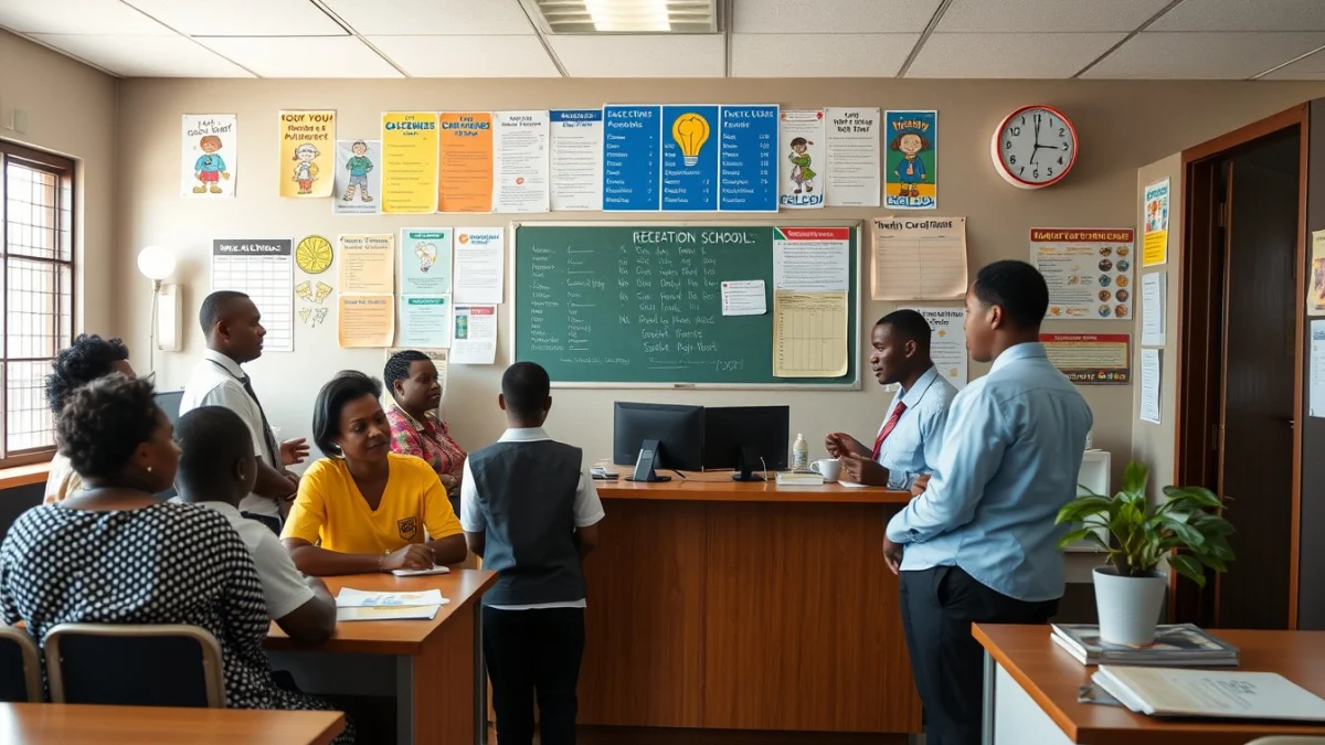 Person learning become a school receptionist in south africa in a modern educational setting