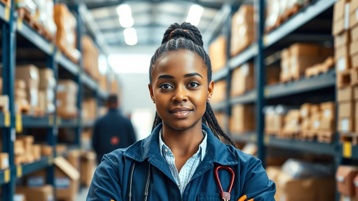 Person learning become a stock controller in south africa in a modern educational setting