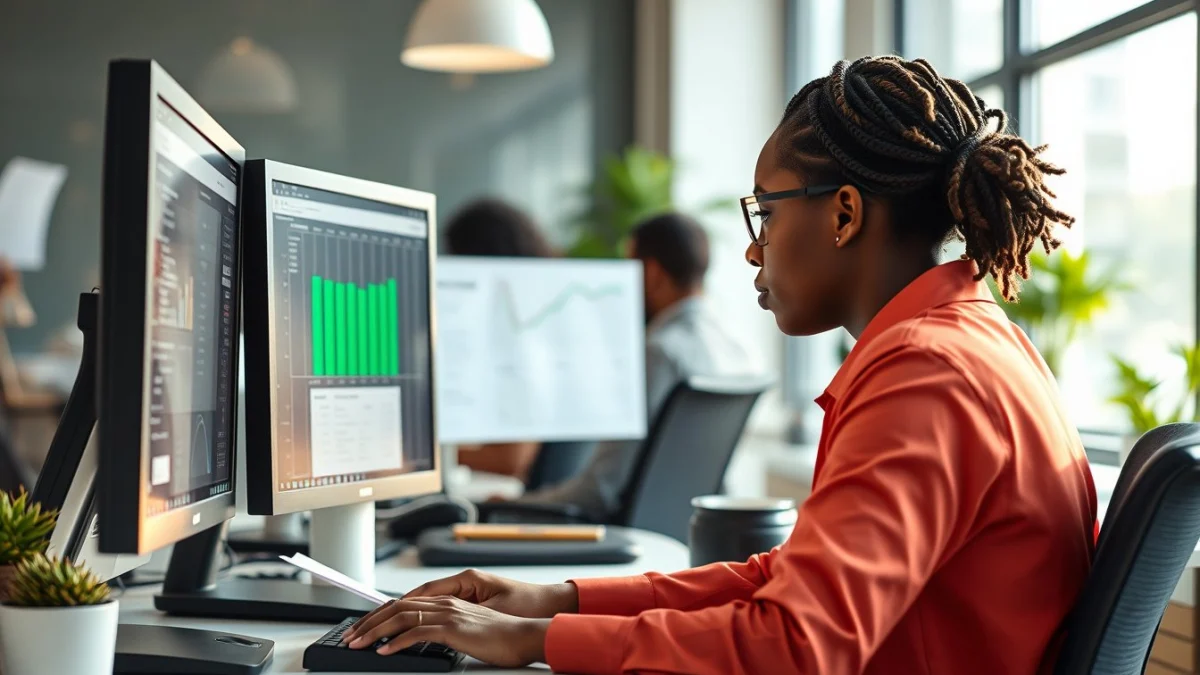 Person learning become an accounts receivable clerk in south africa in a modern educational setting