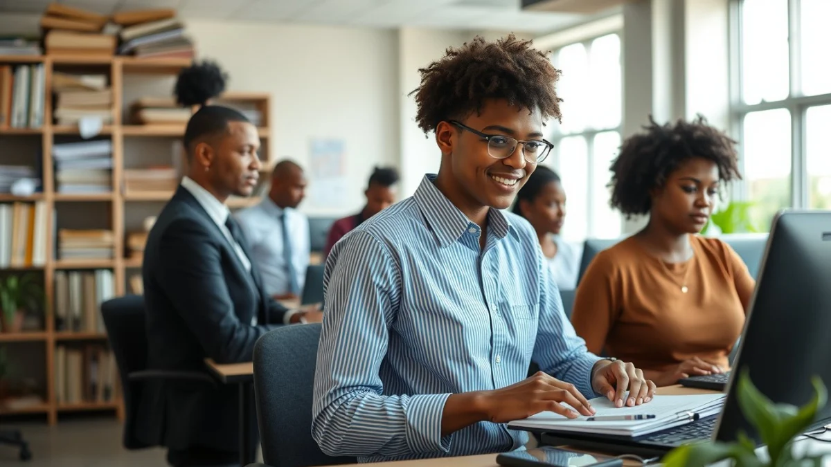 Person learning become an invoicing clerk in south africa in a modern educational setting