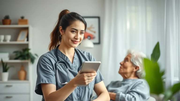 Learner studying caregiving skills in a professional training environment