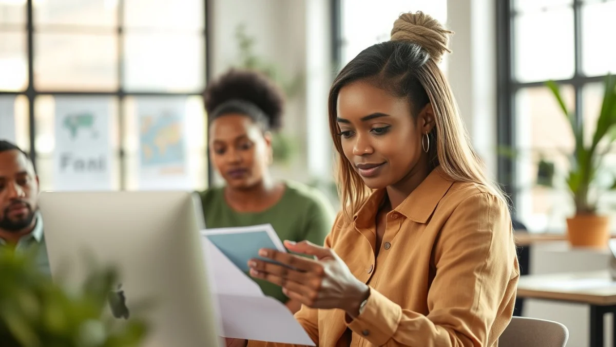 Person learning check an invoice for accuracy in a modern educational setting