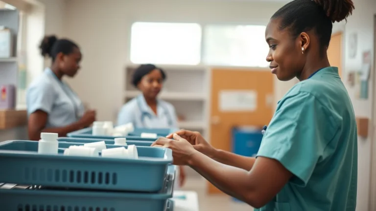 Learner studying caregiving skills in a professional training environment