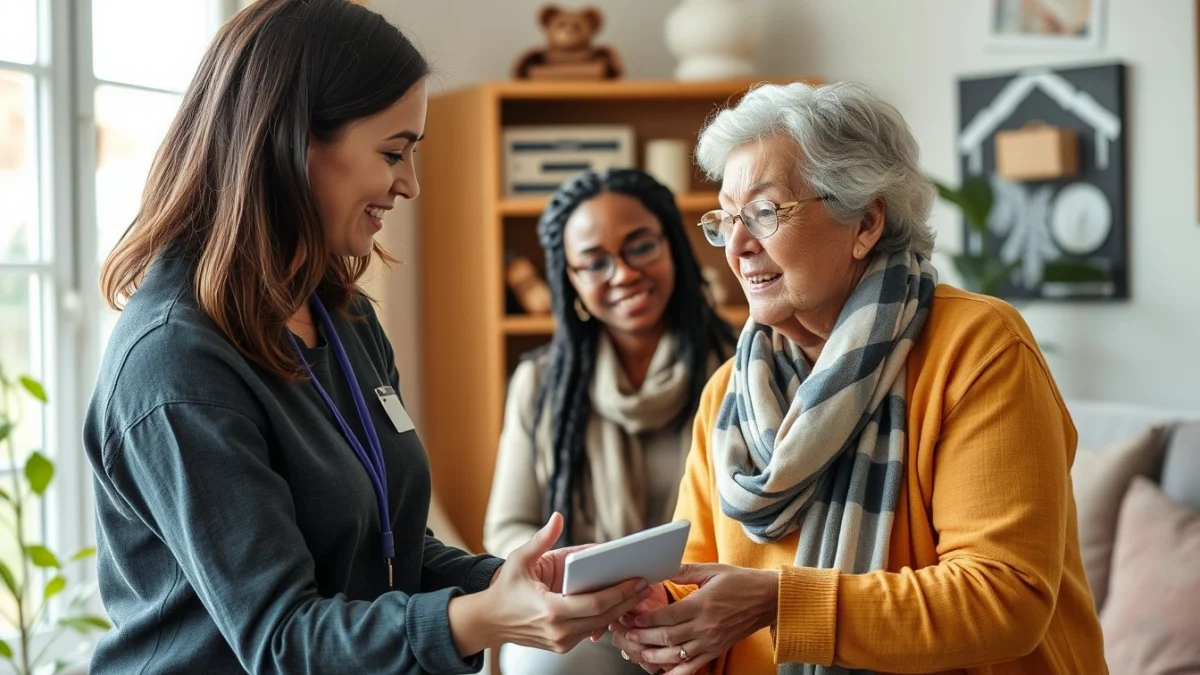 Learner studying caregiving skills in a professional training environment