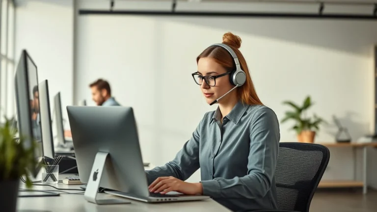 Person learning communicate professionally with remote clients in a modern educational setting