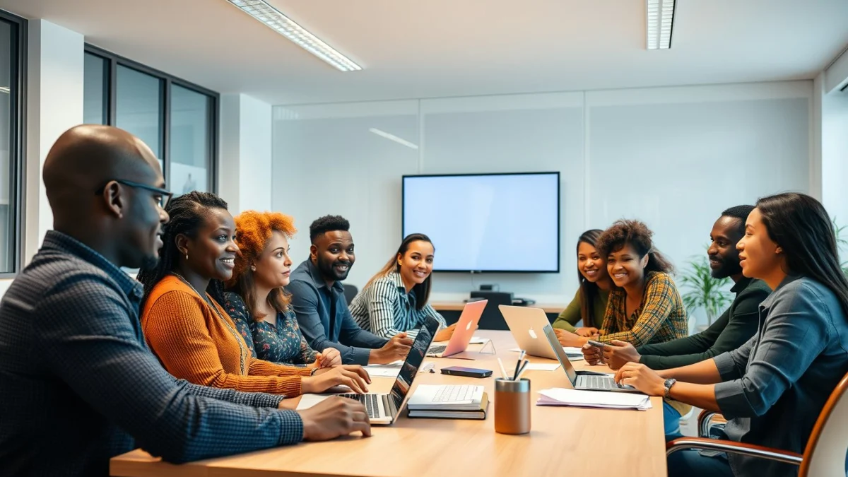 Person learning business skills in a clean modern workspace