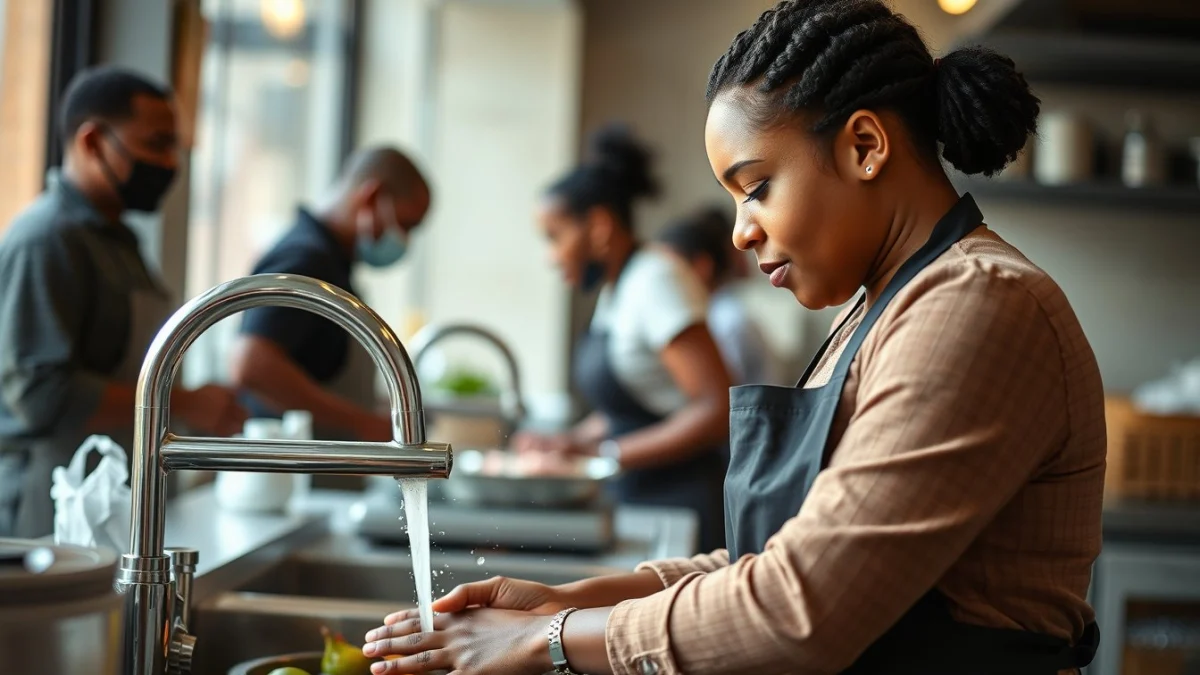 Person learning get a catering assistant job with no experience in a modern educational setting