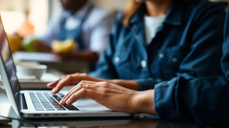 Person learning artificial intelligence skills on a laptop in a modern workspace