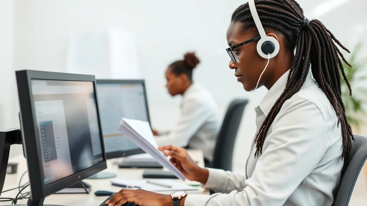 Person learning get an accounts receivable clerk job with no experience in a modern educational setting
