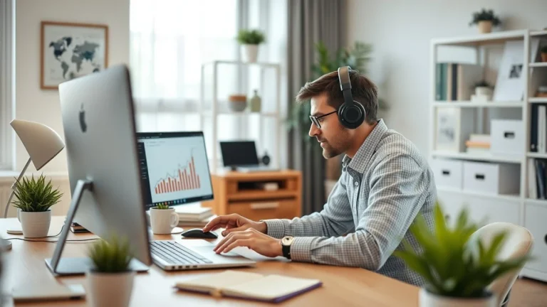Person learning business skills in a clean modern workspace