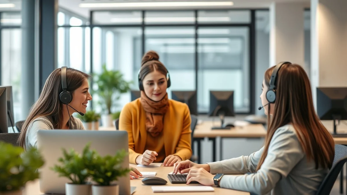 Person learning manage stress in a call centre environment in a modern educational setting