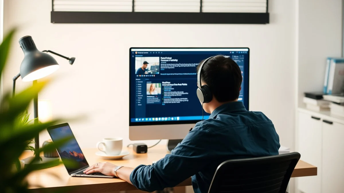 Person learning organize tasks and boost productivity as a virtual assistant in a modern educational setting