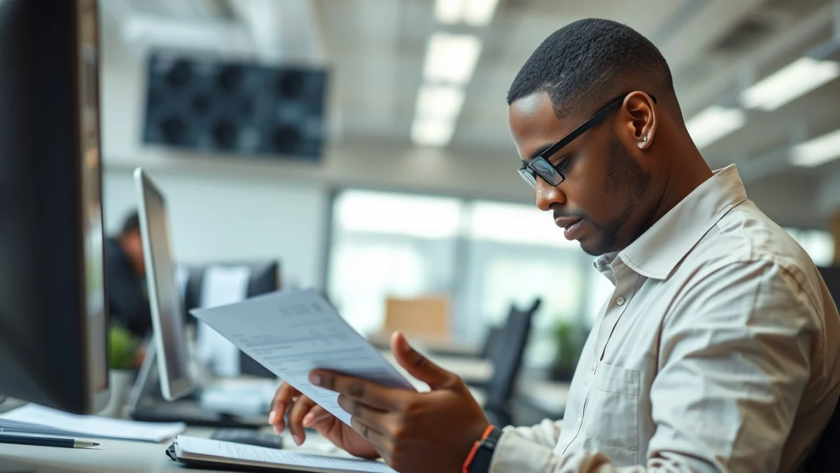 Person learning process customer invoices in a modern educational setting
