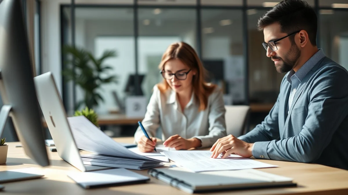 Person learning business skills in a clean modern workspace