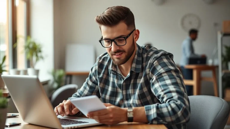 Person learning artificial intelligence skills on a laptop in a modern workspace